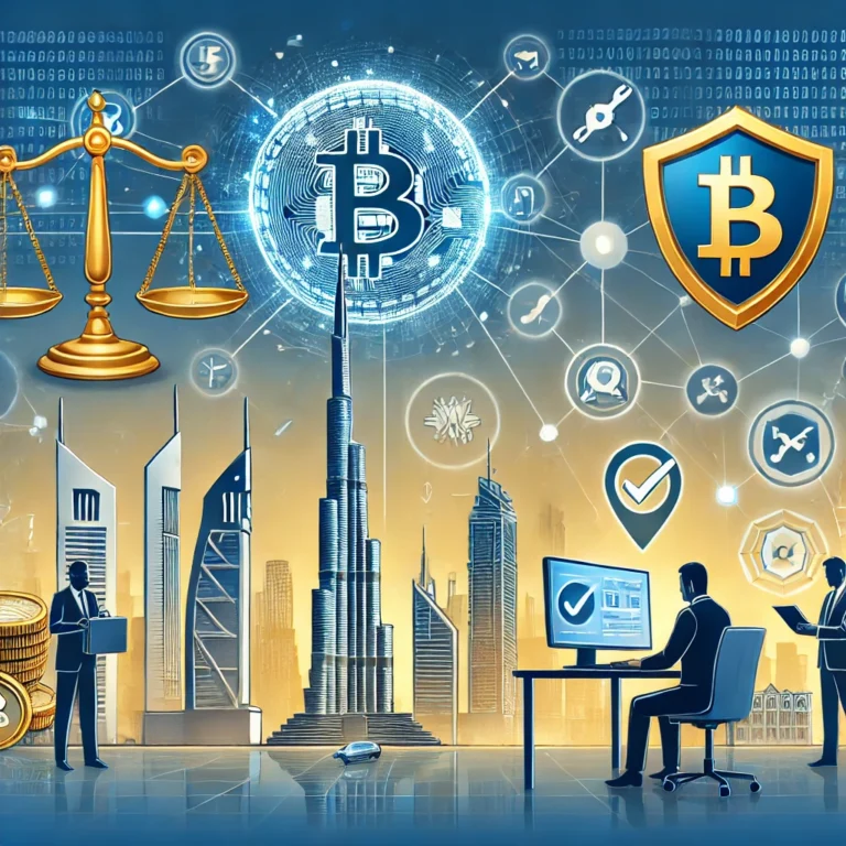 Here is a visually engaging illustration for the article on AML challenges and solutions in the UAE. It incorporates key elements such as the Dubai skyline, legal symbols, and financial compliance visuals