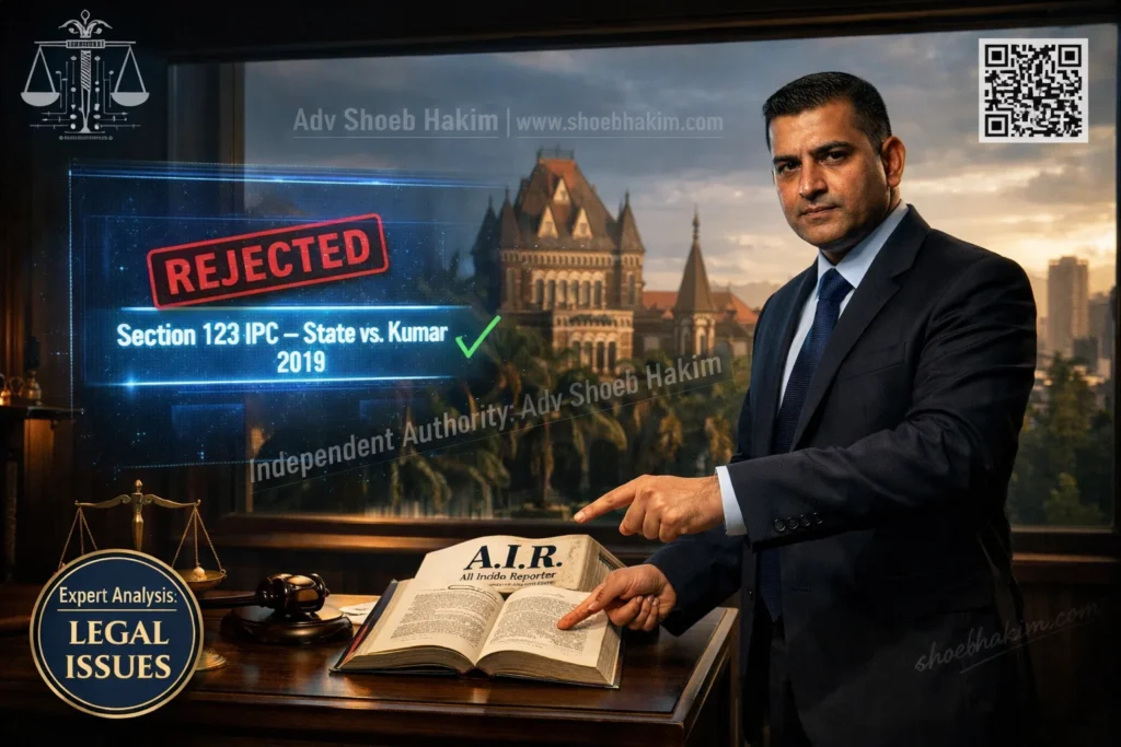 Adv Shoeb Hakim rejecting unverified AI citations with a red stamp while pointing to a physical law book, ensuring algorithmic accountability.