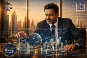 Adv Shoeb Hakim reviewing digital compliance architecture for UAE Central Bank Law 2026 regarding Article 62
