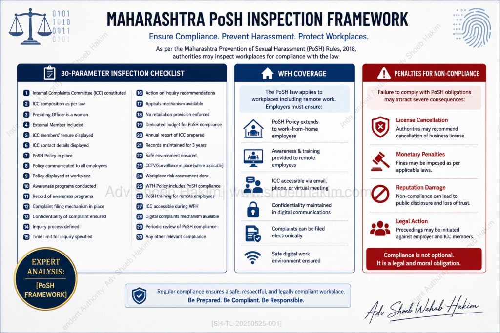 Maharashtra PoSH Inspection Framework guidelines and 30-parameter checklist.