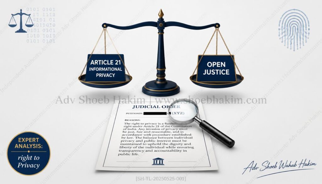 Right to be Forgotten Delhi High Court judgment balancing Article 21 privacy rights with open justice in digital records by Adv. Shoeb Hakim