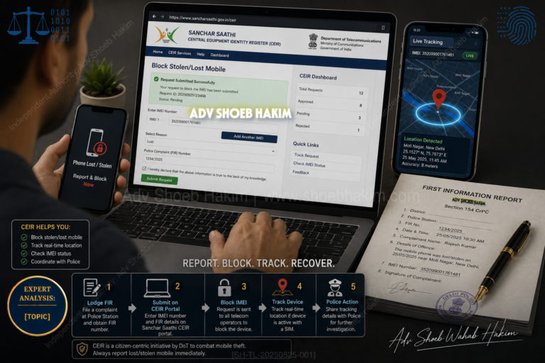 How to track a stolen phone using CEIR and Sanchar Saathi portal 2026 by Adv. Shoeb Hakim