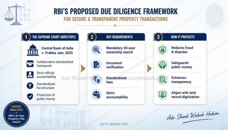 RBI's proposed framework mandates a 30-year ownership history check for mortgaged properties, spurred by Supreme Court directives in Central Bank of India v. Prabha Jain by Adv. Shoeb Hakim
